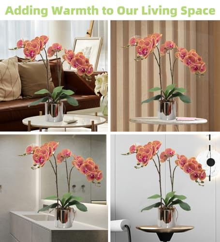 CXGS Artificial Orchid Flower Plant Real Touch Faux Orchids in Ceramic Vase Purple Dapple 19.7'' Fake Phalaenopsis Flower Arrangement Centerpiece Home Indoor Decor - color: Purple Dapple- Silver