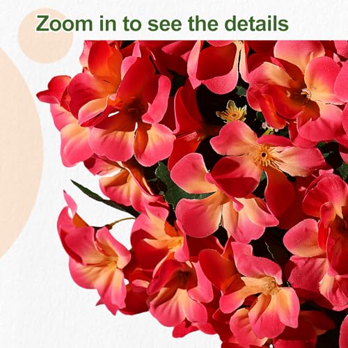 Artificial Crabapple Flowers for Outdoor 10 Pcs Artificial Chinese Flower Fake Flowers with Stems Silk Realistic Floral Arrangement for Front Door Porch Planter Patio Balcony (Orange) - color: Orange