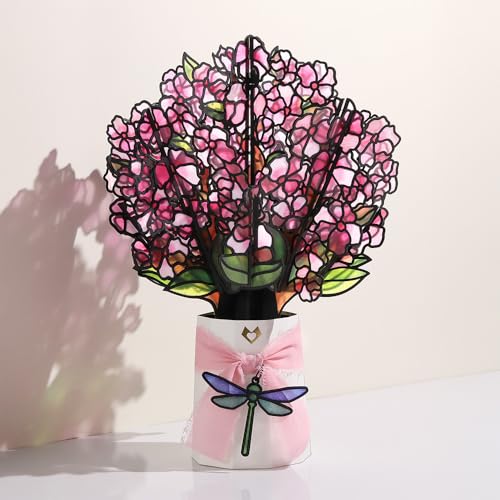 Lovepop Sun-Dappled Cherry Blossom Suncatcher Bouquet - 3D Cherry Blossom Bouquet for Friend, Mom, Grandma, Her, Sister (Sympathy, Birthday, Mother's Day) 12" - Blank Notecard & Envelope Included - color: Sun-dappled Cherry Blossom Suncatcher Bouquet