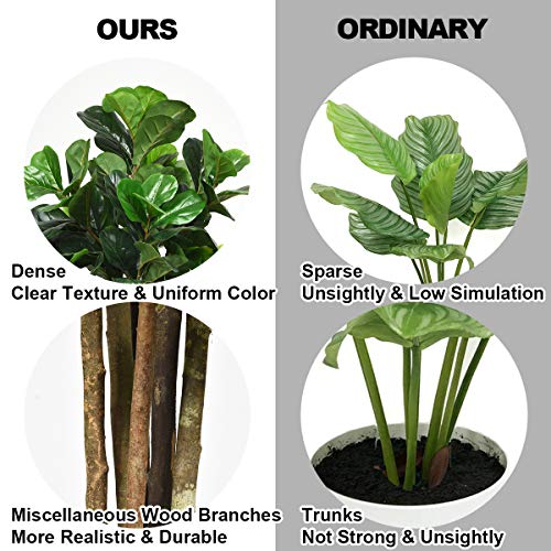 Goplus Fake Fiddle Leaf Fig Tree, 6FT Tall Artificial Tree Greenery Plants in Pots, Decorative Faux Trees for Indoor Home Office - size: 5ft 11in