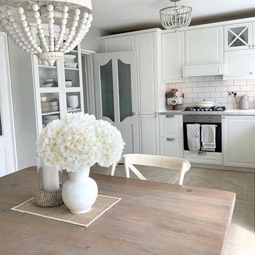 JINWOE White Hydrangea Artificial Flowers, 4Pcs 22" Large Lifelike Faux Silk Flowers, Full Fake Artificial Hydrangeas with Stems for Bouquet Table Centerpieces Home Outdoor - color: White
