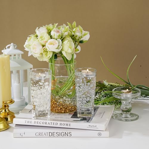 13Feet Pearl String Spool Roll for Floating Candles Faux Pearls Strands Garland for Vase Filler Wedding Centerpiece Christmas Table Decor (Silver) - color: Silver