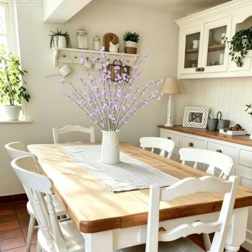6 Pcs Artificial Forsythia Branches Fake Wildflowers Light Purple 41" Silk Flowers with Long Stems Faux Spring Flowers for Tall Vase Indoor Home Decor Table Centerpieces Party Wedding Outdoor - color: Light Purple