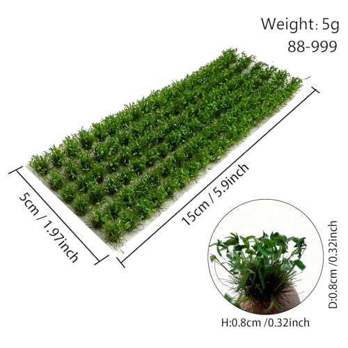 120 Pcs 8-Color Miniature Tea Garden Grass Tufts - Static Artificial Grass Plants for Diorama, Model Railway, Train Scene Decoration, Ages 14+ (0.8cm)(Spring Green) - color: Spring Green