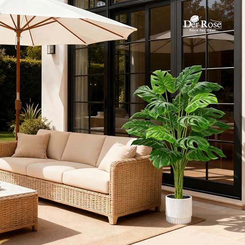 Der Rose 44" Tall Fake Monstera Tree Artificial Faux Plant for Home Living Room Porch Balcony Indoor Outdoor Decor - size: 44"White