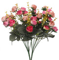 Duovlo 7 Branch 21 Mini Rose Heads Artificial Flowers Bouquet Wedding Home Office Decor,Pack of 2 (2 PCS Rose Red) - color: 2 Pcs Rose Red