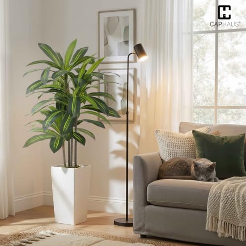 Fencer Wire Artificial Dracaena Tree 4FT – Tall Faux Dracaena Floor Plant in White Planter, Low Maintenance Indoor Tree for Living Room Office Corner - size: 4 FT