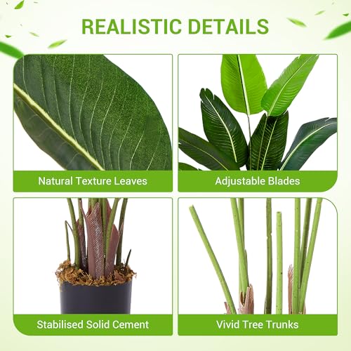 2-Pack Artificial Tree Bird of Paradise Artificial Plant, 4 Ft Faux Tropical Plant Palm Tree with Leaves Trunks Faux Banana Leaf Tree for Home Decor Living Room Indoor Outdoor Office - size: 4ft-2 pack