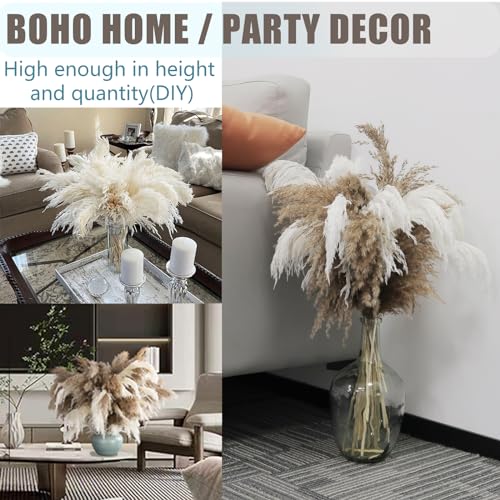 30 Stems 28 inch Boho Decor Tall - Dried Pampas Grass, Brown & White Pampas Grass Fluffy Large, Dry Flowers, Tall Pampas Bulk for Room Decor, Home Decor Floor,Wedding Decor - size: 30pcs 15brown & 15white
