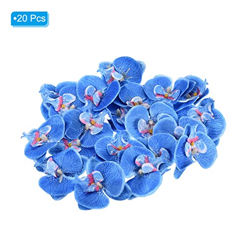PATIKIL 7cm/2.8" Artificial Orchid Flower Heads, 20 Pack Silk Phalaenopsis Fake Butterfly Orchid Heads for Wedding Floral Bouquet Decor DIY Craft Making, Blue - color: Blue, size: 2.8"