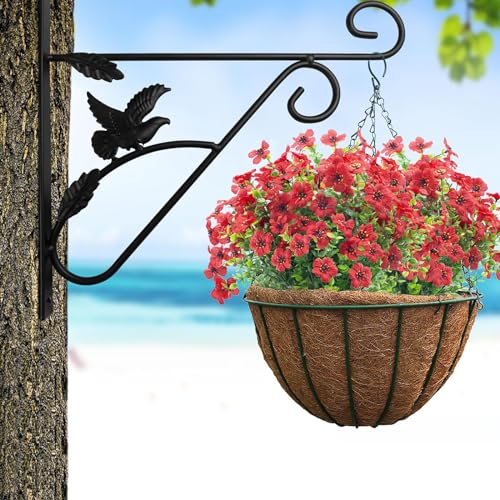 8 Bundles Fake Flowers Outdoor,Artificial Outdoor Flowers Faux Plastic Plants UV Resistant Flower for Outside Indoor Decorations(Red) - color: Red, size: 8 Bundles