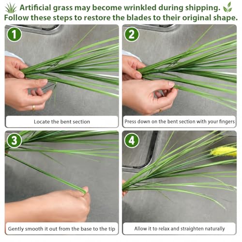 10 PCS Artificial Plants Onion Grass, Faux Shrubs Wheat Grass Greenery Stems Onion Grass-Greenery Faux Greenery Stems for Home Decor, Fake Tall Grass-Plant for House Home Indoor Outdoor Office Room