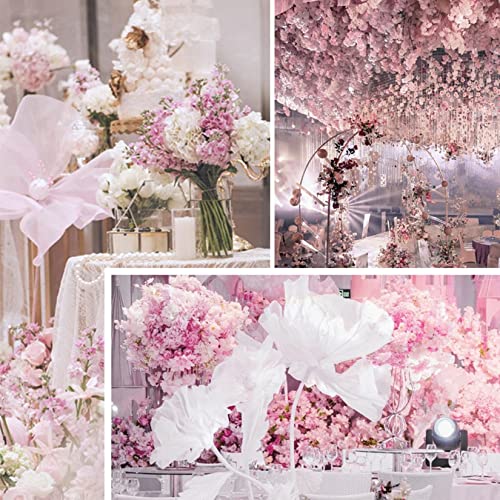 FagusHome Silk Hydrangea Heads 36 Pcs Artificial Flowers Heads and 3 Dozens Stems Fake Hydrangea Flowers with Stems for Home Wedding Decor (Dark Pink) - color: Dark Pink
