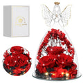 Mothers Day Rose Gifts for Women Preserved Real Flower in Glass Angel Figurines Roses for Delivery Prime Birthday Gifts for Mom Grandma Girlfriend Wife Her, Crystal Red - color: Crystal Red