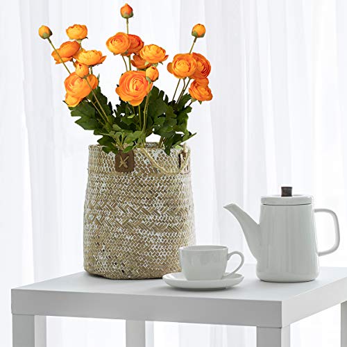 5 Stems Artificial Silk Ranunculus Flowers Orange 23" Tall,UV Resistant,Bendable Stems for Wedding Centerpieces,Home Deco（Orange） - color: Orange