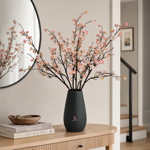 Plum Blossom Flowers,6 Pcs Artificial Light Pink Cherry Blossom Silk Flowers,Fake Cherry Stems,Faux Cherry Blossom Branches for Home and Office Decor (Light Pink, 6)… - color: Pink