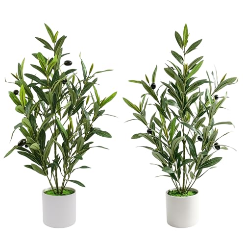 Table Artificial Olive Tree in Pot, 22" Table Small Fake Potted Greenery Faux Olive Tree Plants for Office Living Room Bedroom Kitchen Indoor Home Decor - color: E-2p