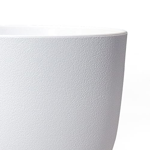 WOUSIWER Plant Pots 10/9/8 inch, Set of 3 Modern Decorative Plastic Planters with Drainage Holes and Saucers for House Plants Indoor Flowers Plants, White - color: White