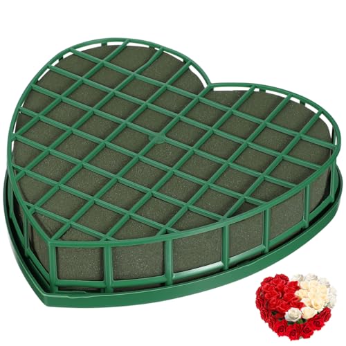 UPKOCH Wedding Car Floral Mud with Suction Cup Small Heart-Shaped DIY Flower Arrangement Plate for Wedding Party Decoration Lightweight Floral Foam Tray 7.87X7.48X1.69In