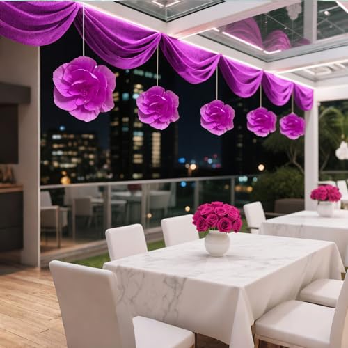 BRT Bearingshui Crepe Paper Flowers Decoration for Wall Total 9 Pcs, Artificial Flowers Backdrop for Wedding Decor Baby Bridal Shower Birthday Party, Rose Red 3D Wall Flowers Decor - color: Rose Red