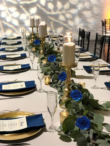 Blue Artificial Roses 16pcs Velvet Royal Blue Roses Silk Flowers 3.94" Fake Blue Roses Artificial Flowers for Wedding Flowers for Centerpieces Home Party Decor (Royal Blue) - color: 3.94" Royal Blue
