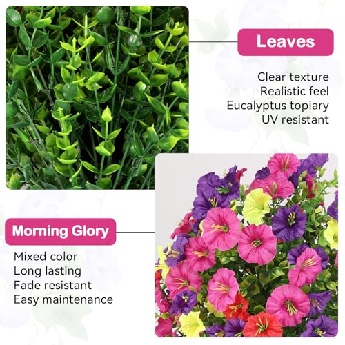 Artificial Boxwood Topiary Ball Trees with Ground Spikes UV Resistant Faux Greenery Shrubs Fake Shrubs for Outdoors, Realistic Faux Plants Bushes for Garden Porch Yard Patio Decor (Multi Flower) - color: Multi Flower