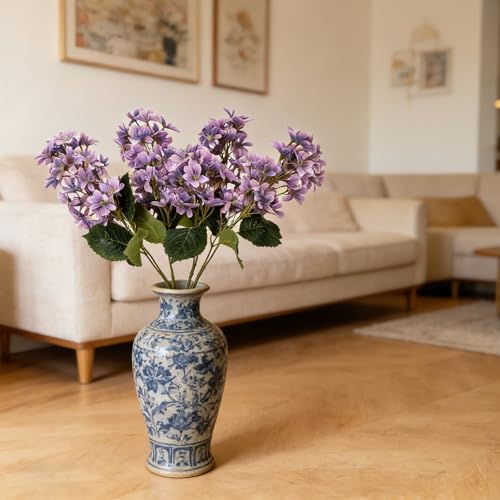 4PCS 29.2inch Lilac Artificial Flowers Purple Fake Delphinium Long Stem Silk Real Touch Flower Faux Lilac Floral Arrangement for Tall Vase Table Wedding Garden Home Decoration（Purple） - color: 29.2inch Purple