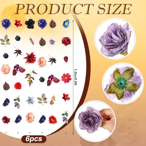 XunYee 6 Pcs 35.4 ft Flower Garlands Artificial Wildflower Vines Floral Hanging Backdrop Fake Flower Garlands Faux Silk Wildflower Vine for Wedding Bridal Shower Home Garden Wall Arch Decor(Peony) - style: Peony