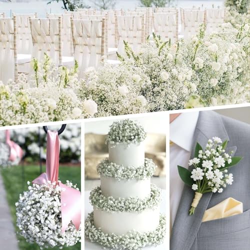 28CM Artificial Babys Breath Flowers,36pcs Babys Breath Artificial Flowers Bulk White for Wedding Bouquets,Party Decorations Realistic Fake White Flowers for Bridal & Event Decor
