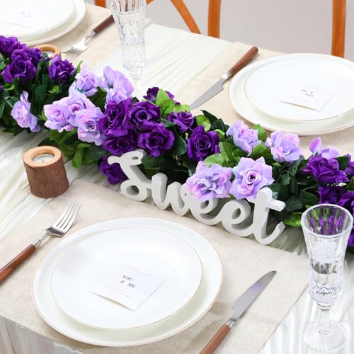Floweroyal 4 Pack Artificial Flower Garlands 7.9FT Fake Rose Vines Silk Flowers Hanging Rose Ivy for Wedding Arch Party Home Garden Wall Decor (Purple) - color: Purple, size: 4pcs