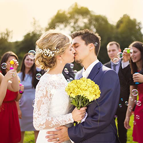 60 Pcs Silk Hydrangea Artificial Flowers Heads with 100 Pcs Stems Faux Flowers for Wedding Centerpieces Long Fake Bouquet for Home Decor Indoor Garden(Yellow)