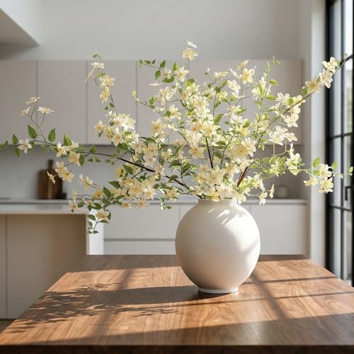 Fake Flowers, 3 Pcs Artificial Flowers Greenery Stems Faux Greenery Stems Branches for Vases Realistic Silk Real Touch Spring Greenery Stems Bulk Bedroom Office Wedding Table Summer Home Decor - color: Yellow