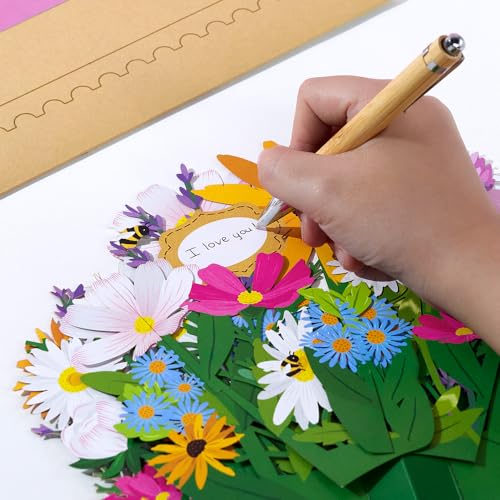 Lovepop Everyday Pop-Up Paper Flower Bouquet for Her and Him - 3D Greeting Cards for Boys, Girls, Men, Women - 12" Bee-u-tiful Blooms Bouquet - Blank Notecard Included - color: Bee-u-tiful Blooms Bouquet