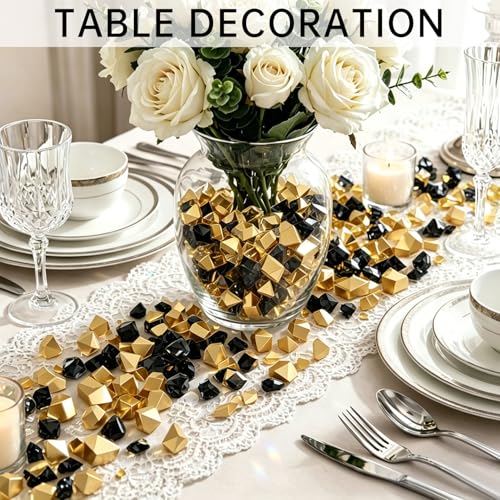 500 Pcs Fake Ice,11 * 14mm,Black Series Acrylic Gems Vase Filler,Plastic Diamonds for Table Decoration DIY Craft Aquarium Display Party Centerpieces. - color: Black Series, size: 11MMx14MM