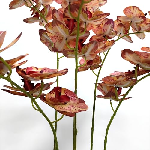 ATFL 6 Pack Orchid Artificial Flowers Real Touch, 32'' Artificial Fake Faux Silk Orchid Stem Bouquets for Wedding Party Home Garden Decor,Orquideas Artificiales para Decora (6,not Including Pot), - color: Pink+ Burgundy