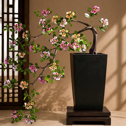 Large Artificial Bonsai Tree 3ft Fake Bonsai Artificial Cherry Blossom Tree Sakura Faux Bonsai for Home, Bedroom and Office Desk Japanese Decor (Mixed Color) - color: Mixed Color