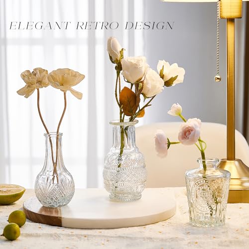 Glass Bud Vase Set of 20, Small Flower Vases, Glass Vases for Centerpieces, Vintage Home Table Decorations Bud Vases (20 Pcs, Clear) - color: Clear, size: 20 Pcs