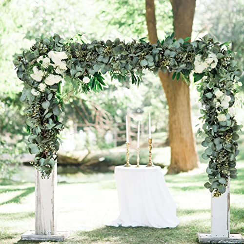 Ouddy Decor Eucalyptus Garland 6.56 Ft Lush Silver Dollar Leaves Boxwood Artificial Faux Greenery Vines for Baby Shower Wedding Party Table Runner Room Home Mantle Decor - color: Green, size: 1 Pack