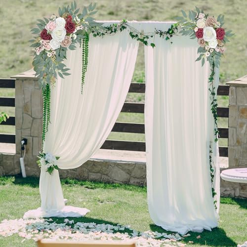 Wedding Arch Flowers, Artificial Arch Flowers for Wedding Welcome Signs Floral, Reception Backdrop Decoration, Bridal Shower, Baby Shower, Photo Backdrop Decorations (Red) - color: Red