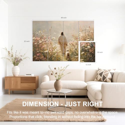 Mollywell Art Acoustic Panels, 48x32 in, Walking with the Shepherd | Self-Adhesive, Reduces Echo, Sound Absorbing, Modern Art Wall Decor, Living Room, Studio, Bedroom, Office - color: Walking with the Shepherd, size: 8 Pack Art