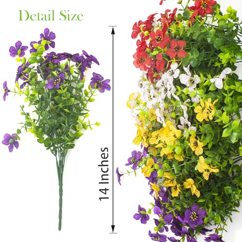 Grunyia Artificial Fake Plants Flowers for Outdoor Spring Decoration, 16 Bundles Faux Silk Colorful Daisy UV Resistant Realistic for Outside Porch Patio Home Yard Garden Planters Pots Window Box(Mix) - color: Mix