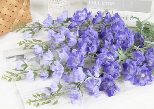 IPOPU 37" Delphinium Artificial Flowers 5PCS Real Look Faux Delphinium Flowers with Long Fuzz Long Stem Silk Larkspur Snapdragon for Wedding & Home Decor(Purple Blue) - color: Purple Blue