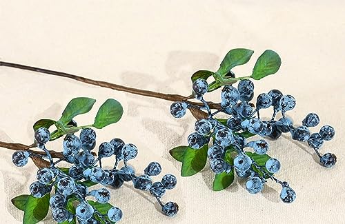 Mistari Artificial Flowers California Faux Blueberries Artificial Blueberry Stems for Decorating Blueberry Picks Fruit Fake Silk Flowers Home Decorative Party Wedding (20 Pack) - size: 20 Pack