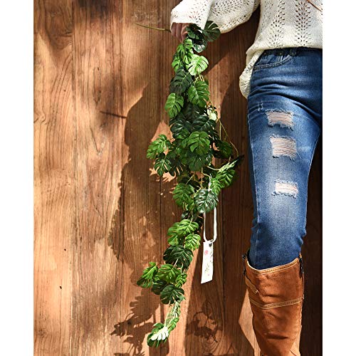FiveSeasonStuff Monstera Plant Garlands, Artificial Leaf Bendable Vines (2 pcs, 5.2 feet) - color: Monstera Leaf Garlands