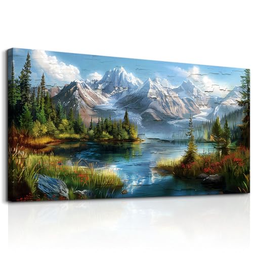 FUHAIHUA Canvas Wall Art For Living Room Large Wall Decor For Office Modern Bedroom Decoration Mountain Rivers Landscape Pictures Farmhouse Painting Artwork Wall Mural Aesthetic Home Decor 30x60 In - color: Mountains Rivers, size: 60"L x 30"W