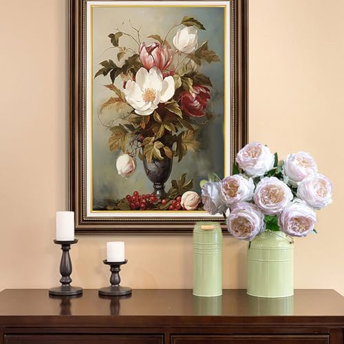 4 Pcs Real Touch Peonies Artificial Flowers, 3.5'' Big Bloom Austin Rose Peony Latex Fake Flower with Stems for Wedding Bouquet Party Valentines Arrangement Home Kitchen (Edge Pink) - color: Edge Pink