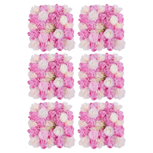 12 Pcs Artificial Flower Wall Panels Silk Dahlia Rose 3D Faux Flower Backdrop Panels Background Decorative for Wedding Celebrations Festive Party Home, 23.62 * 15.74in (Pink-5) - color: Pink-5