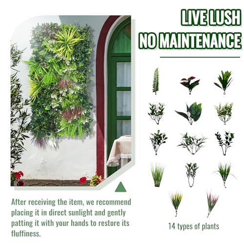 ODTORY Artificial Hedge Grass Wall Panel: 40" x 20" UV-Anti Faux Boxwood Ivy Greenery Backdrop, Fake Green Plant Fence for Indoor & Outdoor Privacy Screen and Home Decor - size: 20"x20" 2P