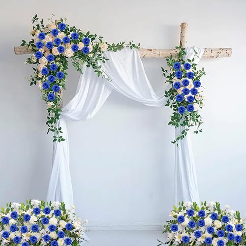 Rose Artificial Flowers, 50Pcs Blue Roses Head Flowers Bulk with Stem, 3 Inches Silk Rose Fake Flower Head for Wedding Party Home Decor DIY Baby Shower Centerpieces Tables Decoration(Dark Blue) - color: Dark Blue