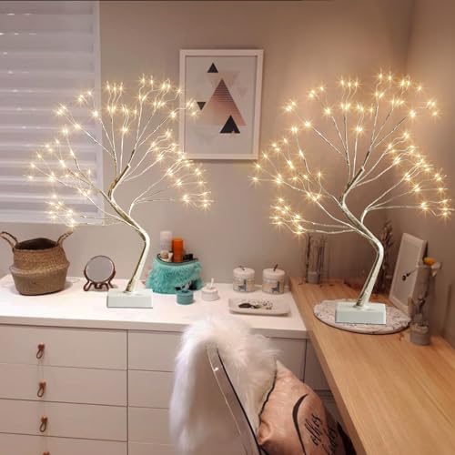 PEIDUO Fairy Lights Spirit Tree, 2PK Bonsai Tree Light, 108 LED Warm White Fairy Light Trees for Room Decor, Artificial Tree with 9 Modes for Christmas Decorations Indoor Home Decor - style: 2PK Fairy Trees